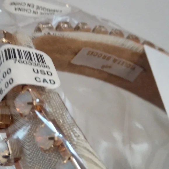 ♥️NWT Anthropologie Violet & Brooks Striped Peach/White Linen Crystal Headband - Picture 9 of 10